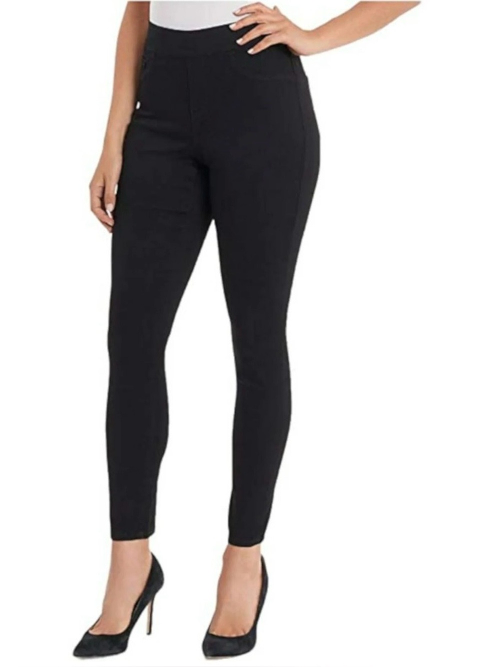 Nine West Heidi Skinny Pull On Crop Black Denim Legging